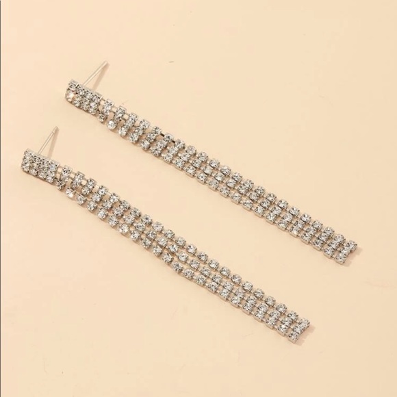 Rhinestone Fringe Earrings - Picture 3 of 5